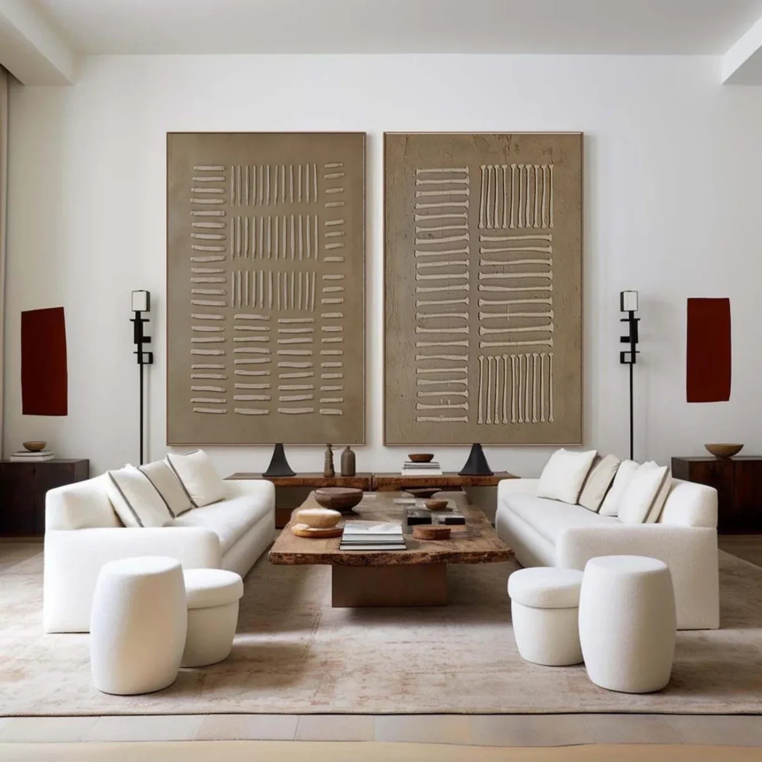 Beige & Brown Abstract Set of 2 #BB154