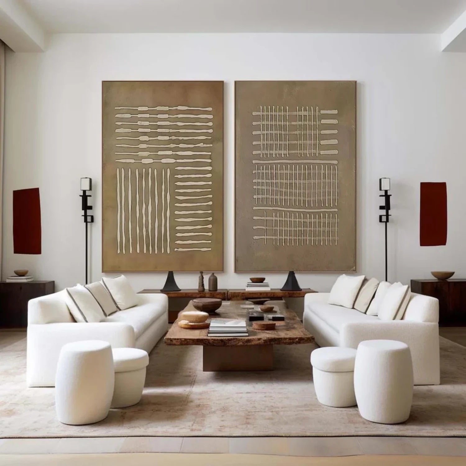 Beige & Brown Abstract Set of 2 #BB155