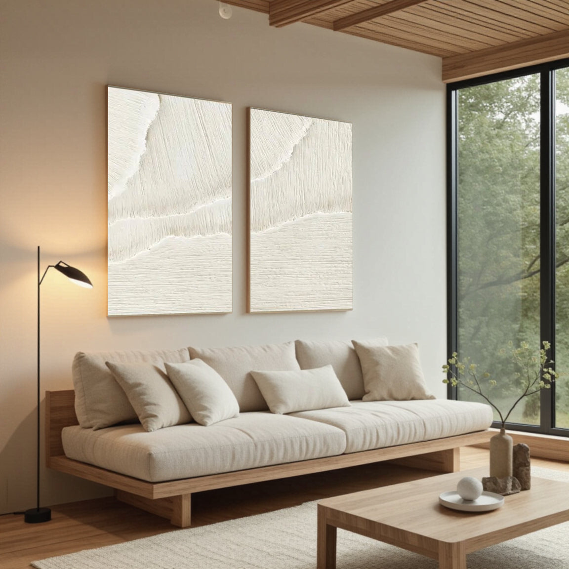 Plaster Art Minimalist Textured Paintings Set of 2 #MM056