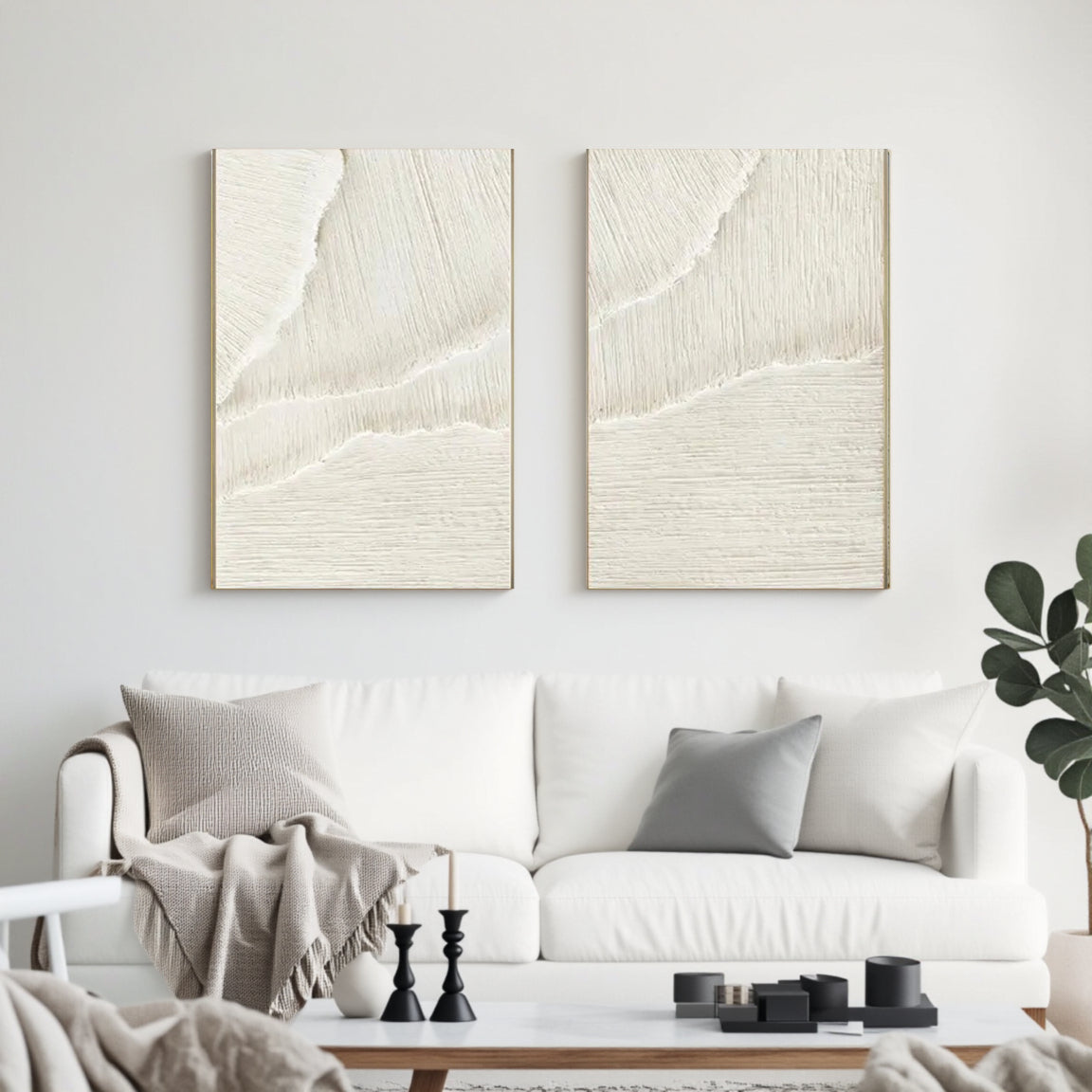 Plaster Art Minimalist Textured Paintings Set of 2 #MM056