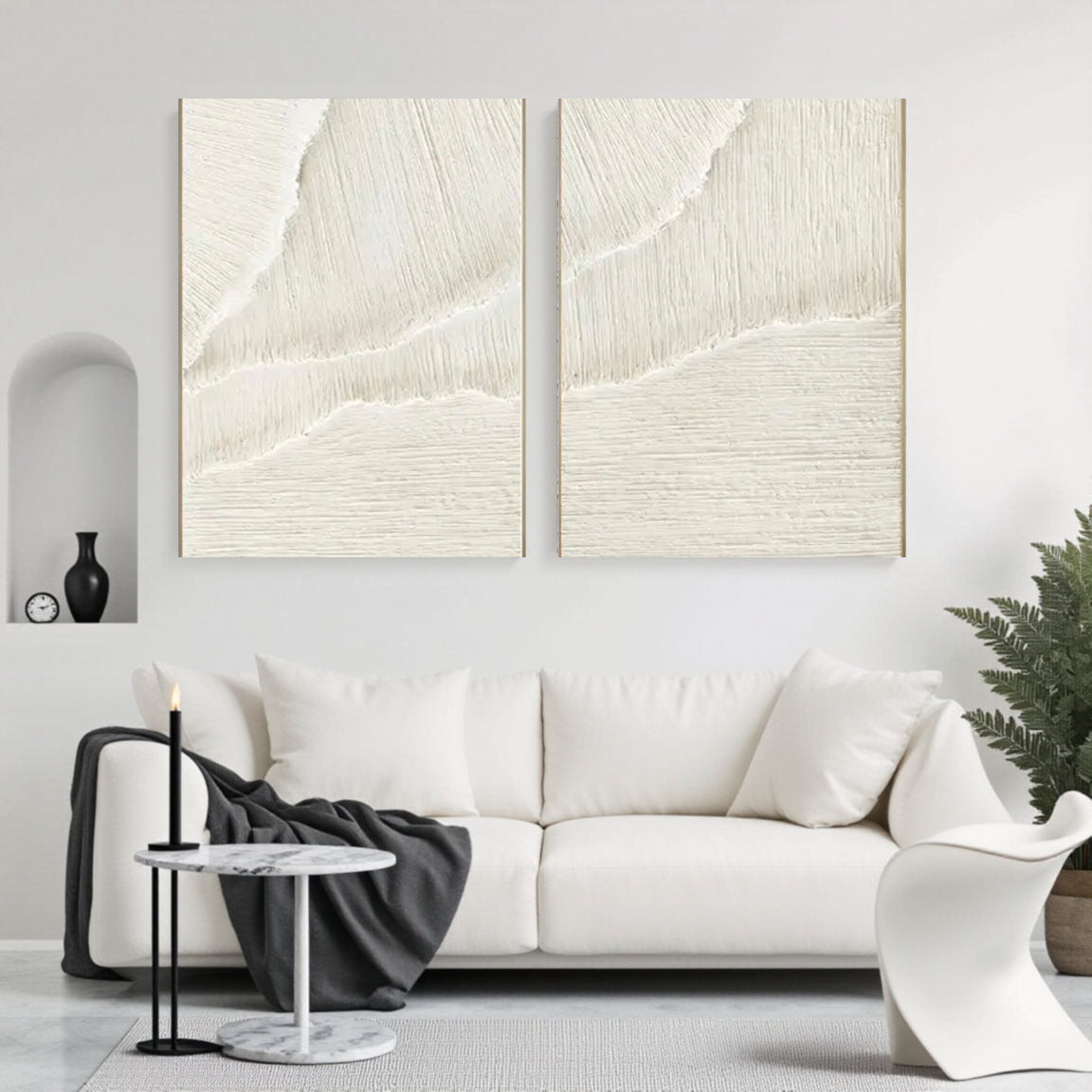 Plaster Art Minimalist Textured Paintings Set of 2 #MM056