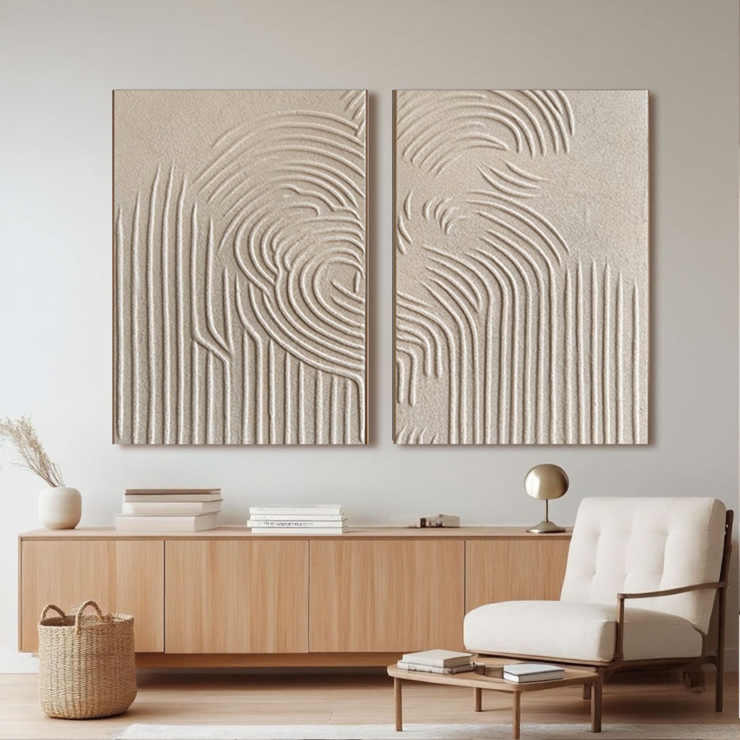 Beige & Brown Abstract Set of 2 #BB066