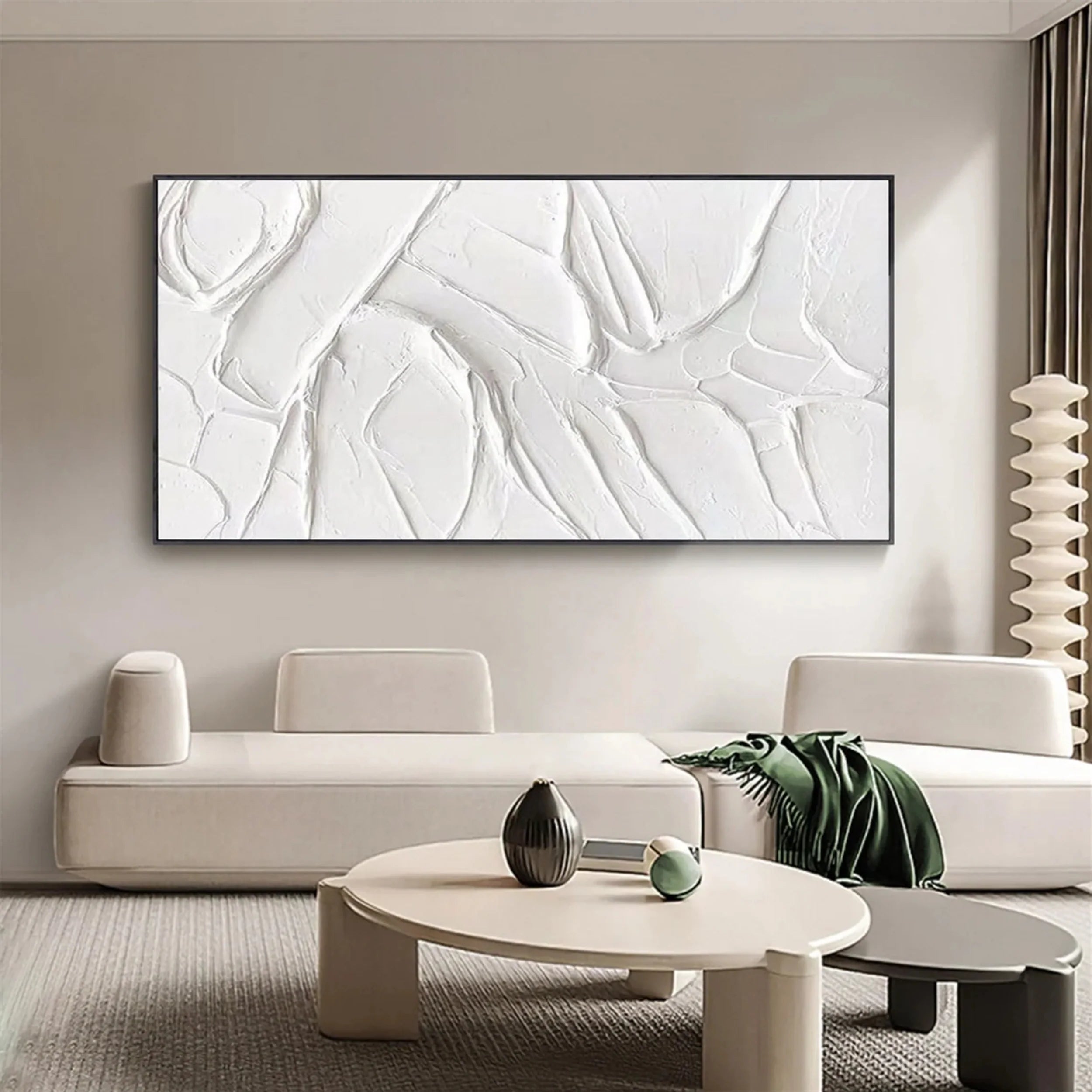 White Minimalist Textured Painting Canvas #MM104