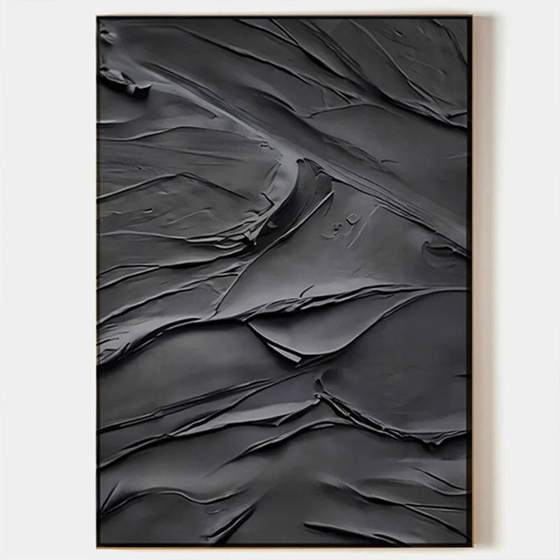Black Plaster Art Minimalist Textured Painting #MZ048