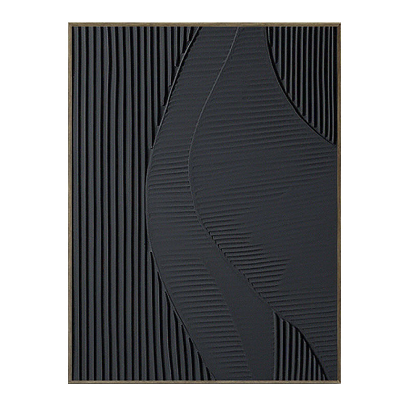 Black Plaster Art Minimalist Textured Painting #MZ035