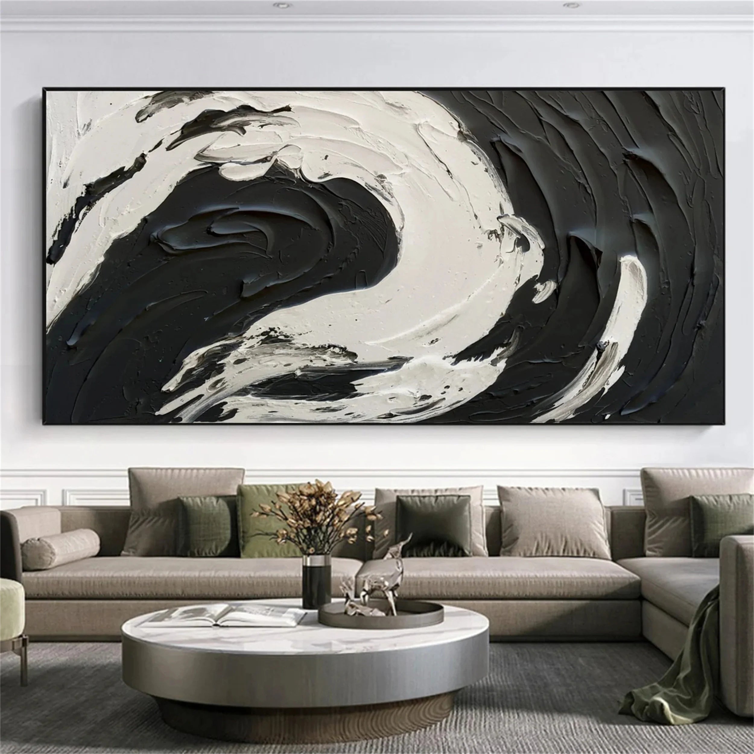 Black Gold Minimalist Textured Painting #MZ053