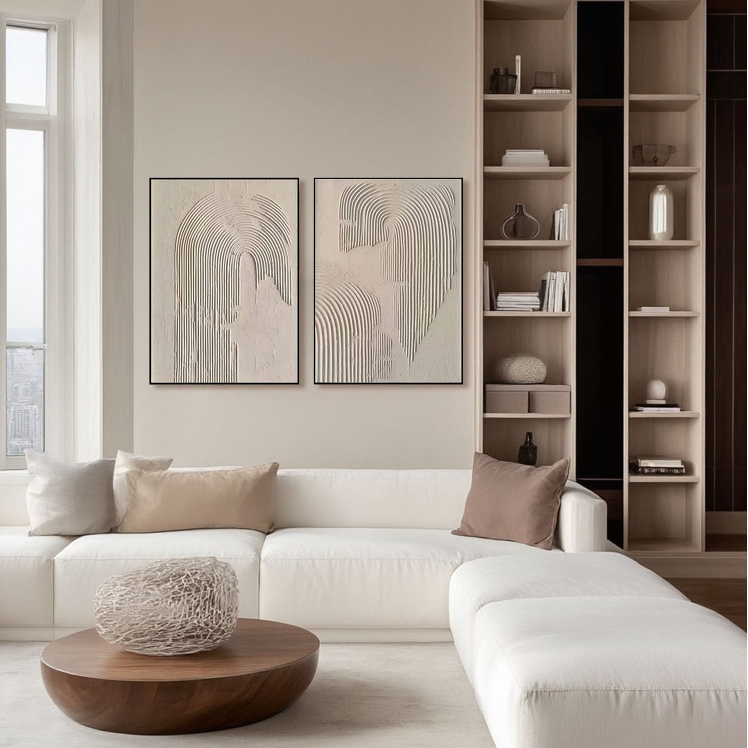 Beige & Brown Abstract Set of 2 #BB069