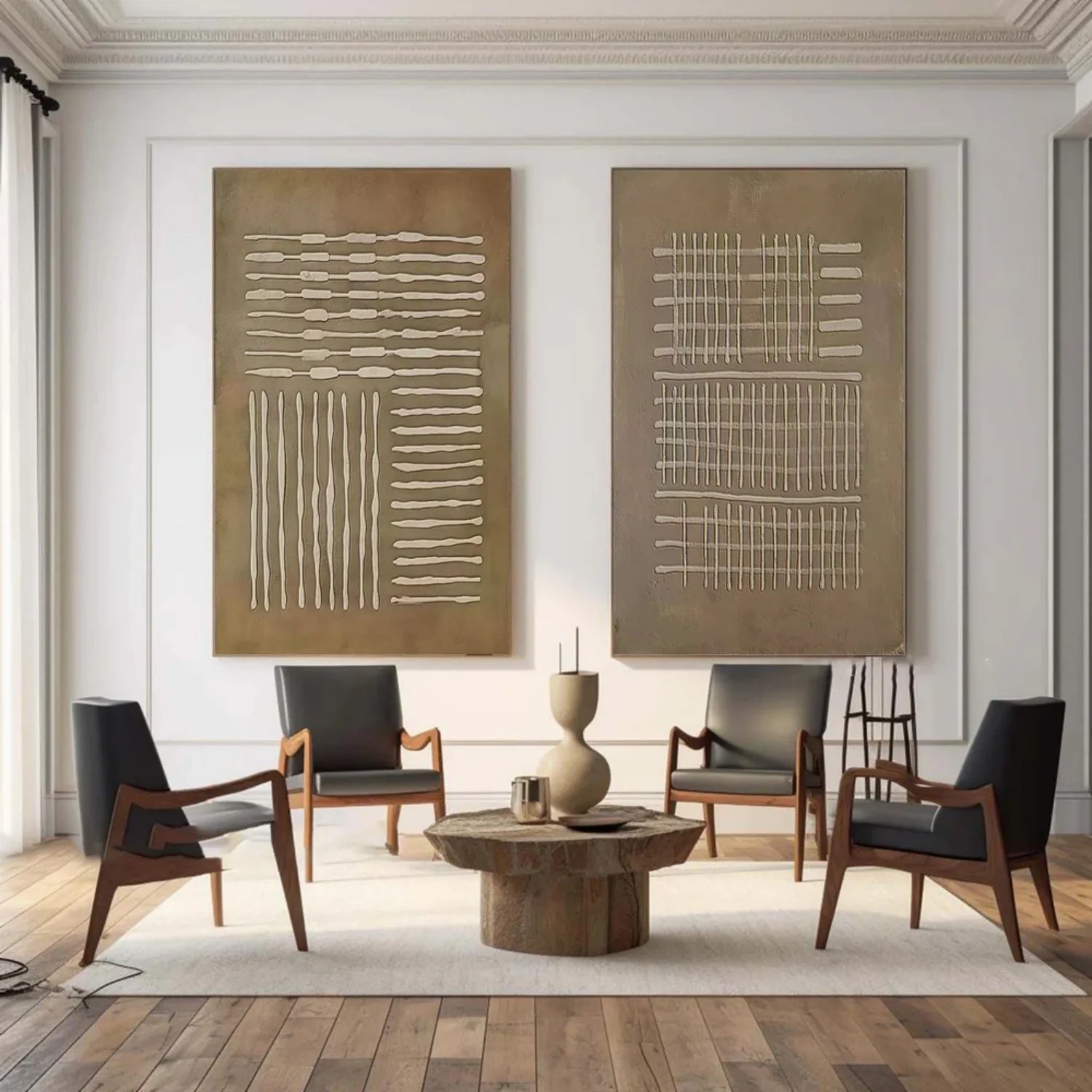 Beige & Brown Abstract Set of 2 #BB155