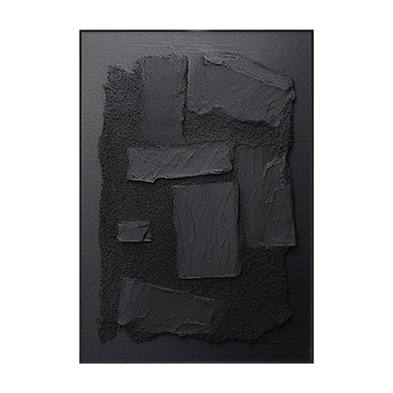 Black Plaster Art Minimalist Textured Painting #MZ033