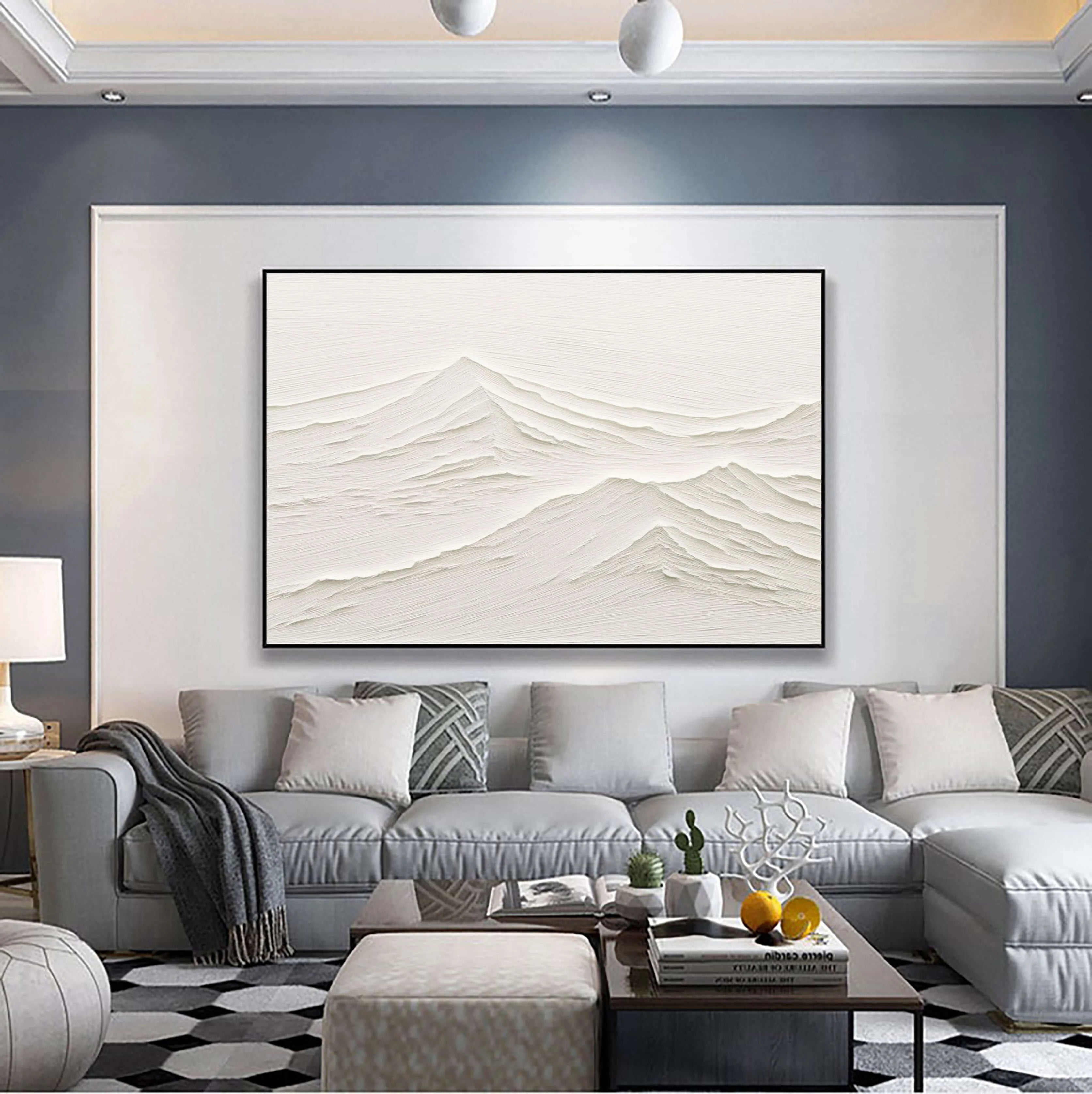 White Minimalist Textured Painting Canvas #MM071