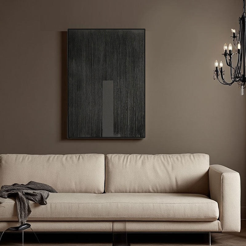 Black Minimalist Textured Painting Canvas #MZ025
