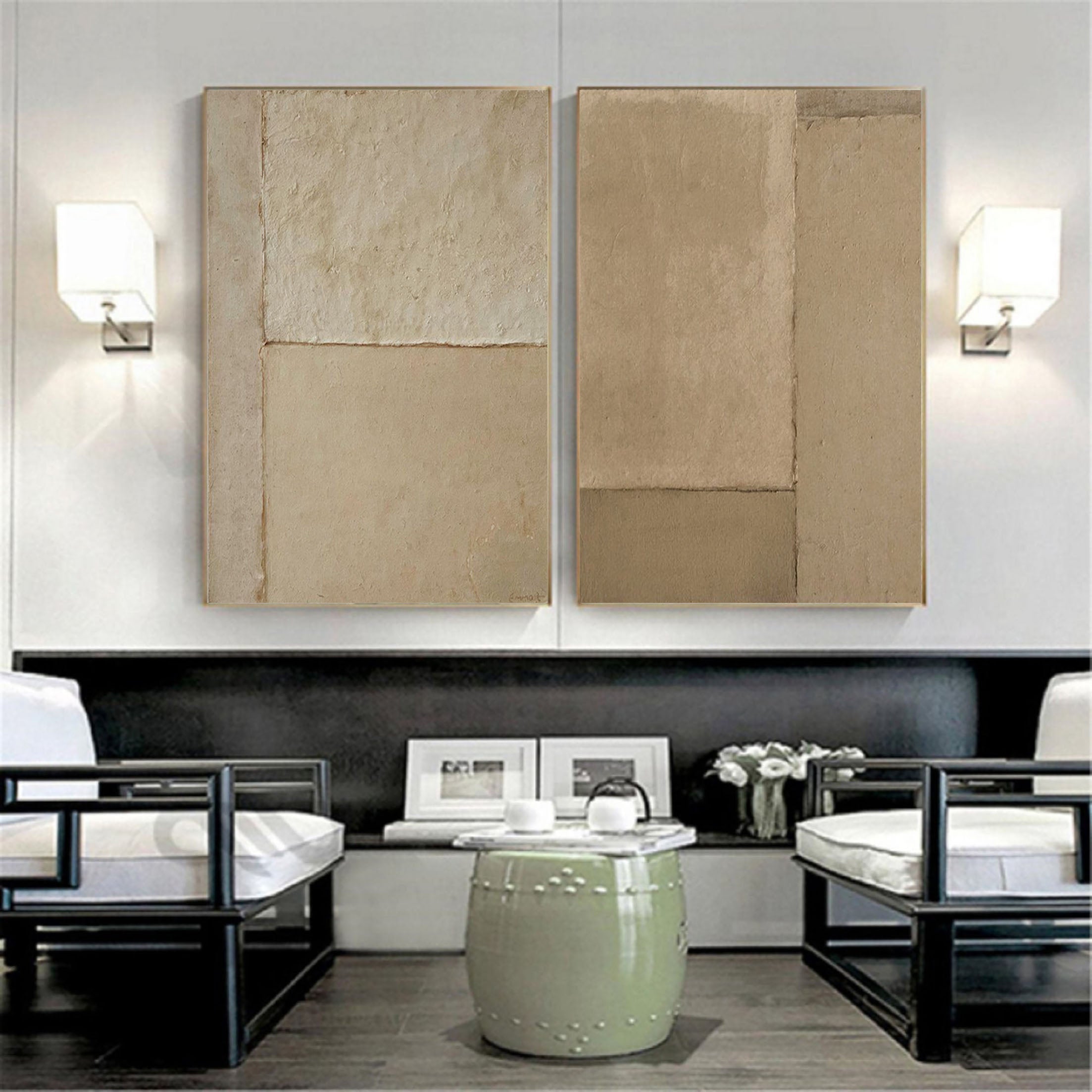 Black White Textured Minimalist Wall Art #MZ046