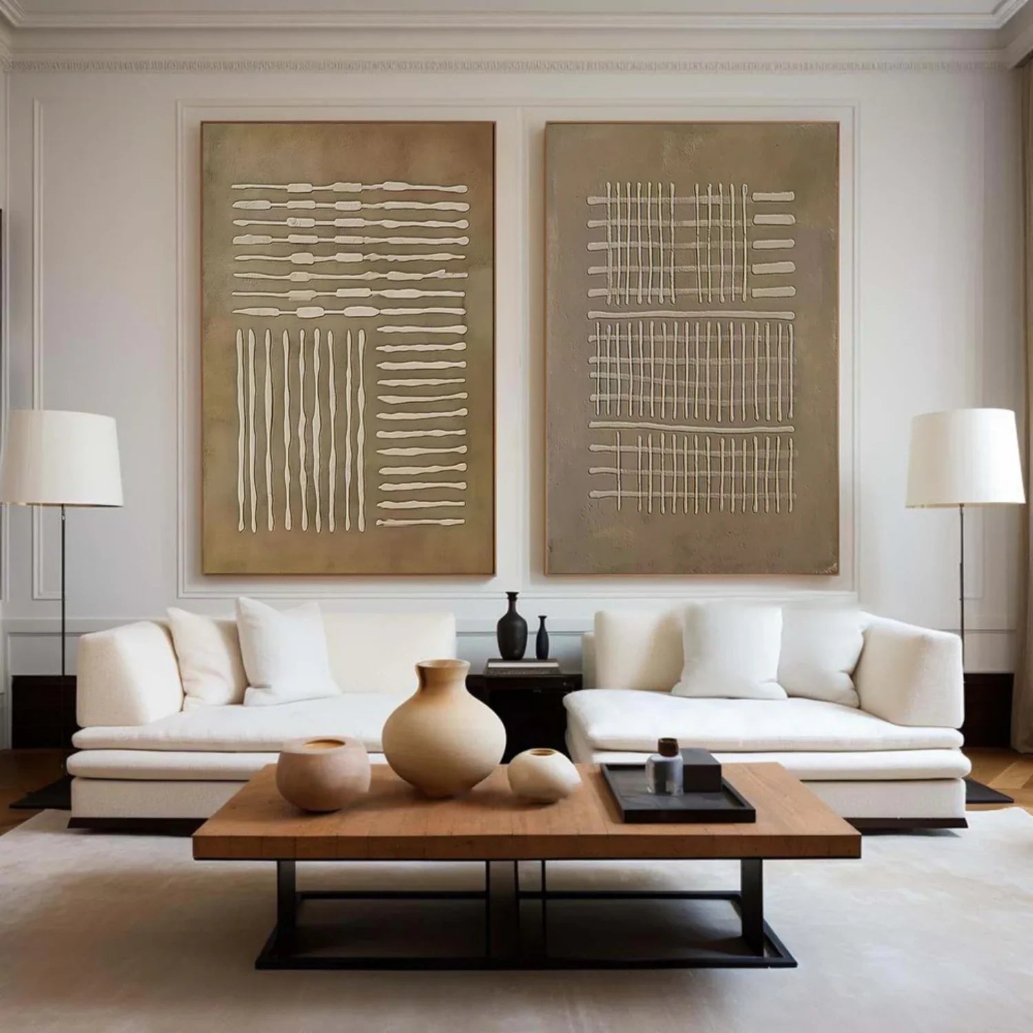 Beige & Brown Abstract Set of 2 #BB155