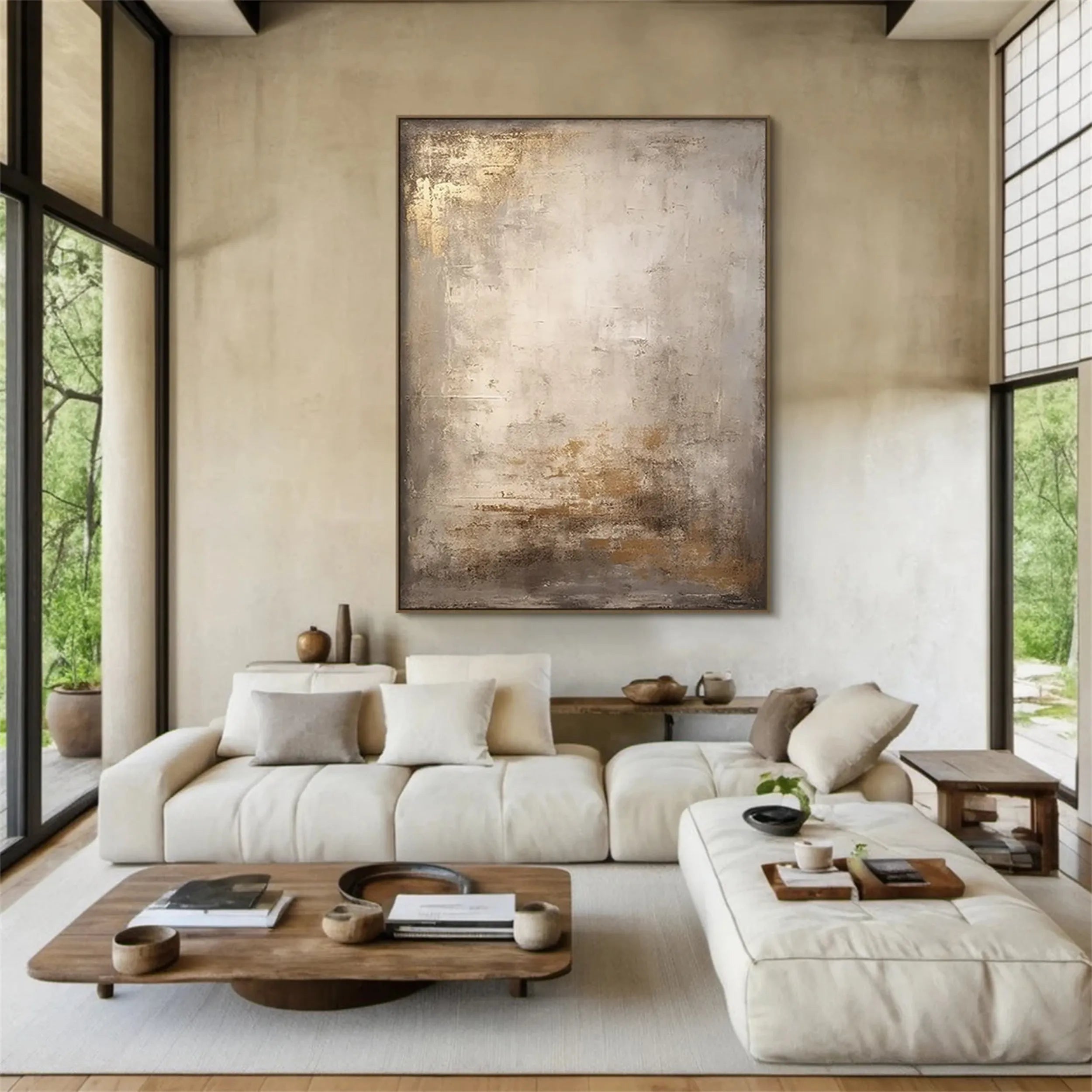 White Minimalist Textured Paintings Canvas Set of 2 #MM065