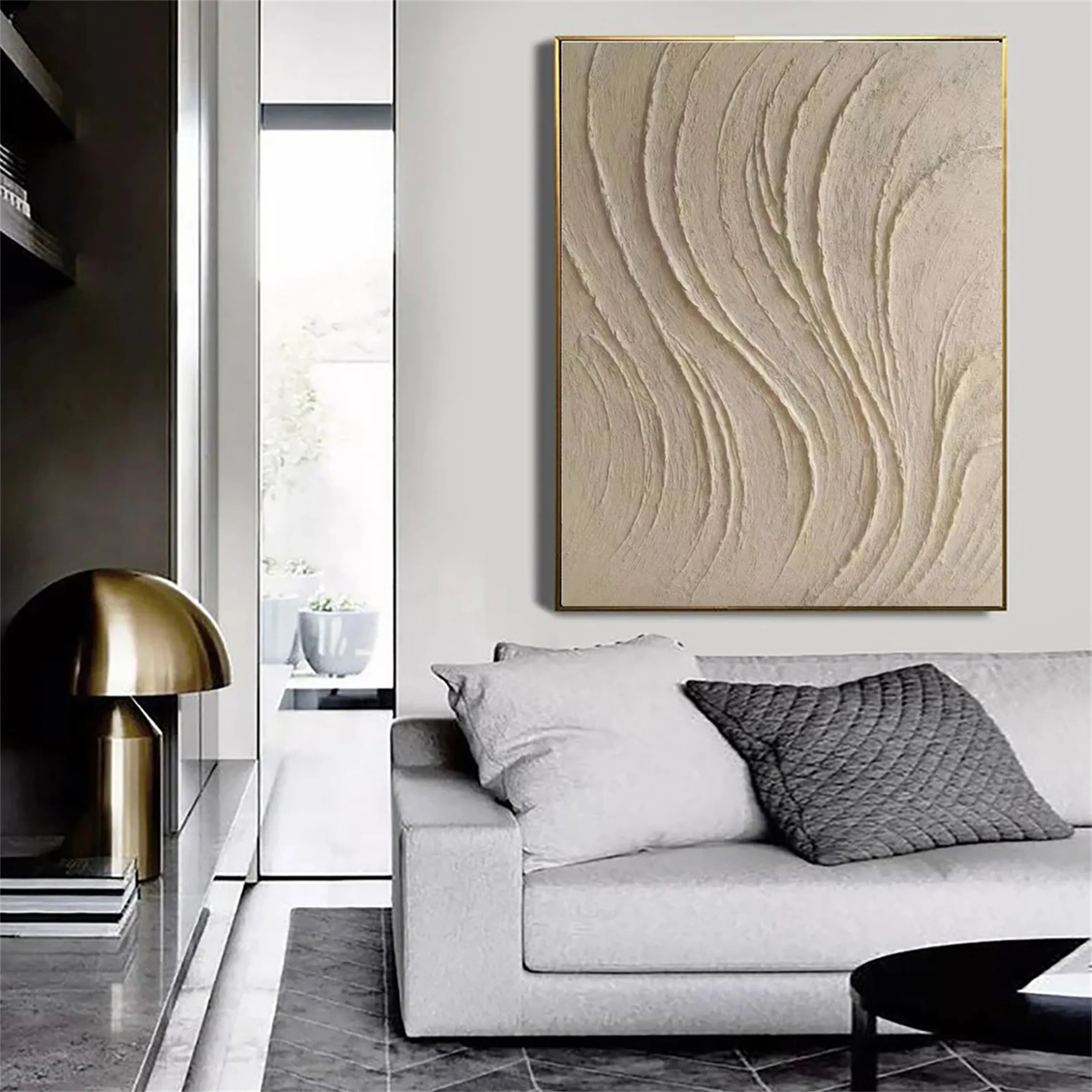 Black Gold Minimalist Textured Paintings Set of 2 #MZ080