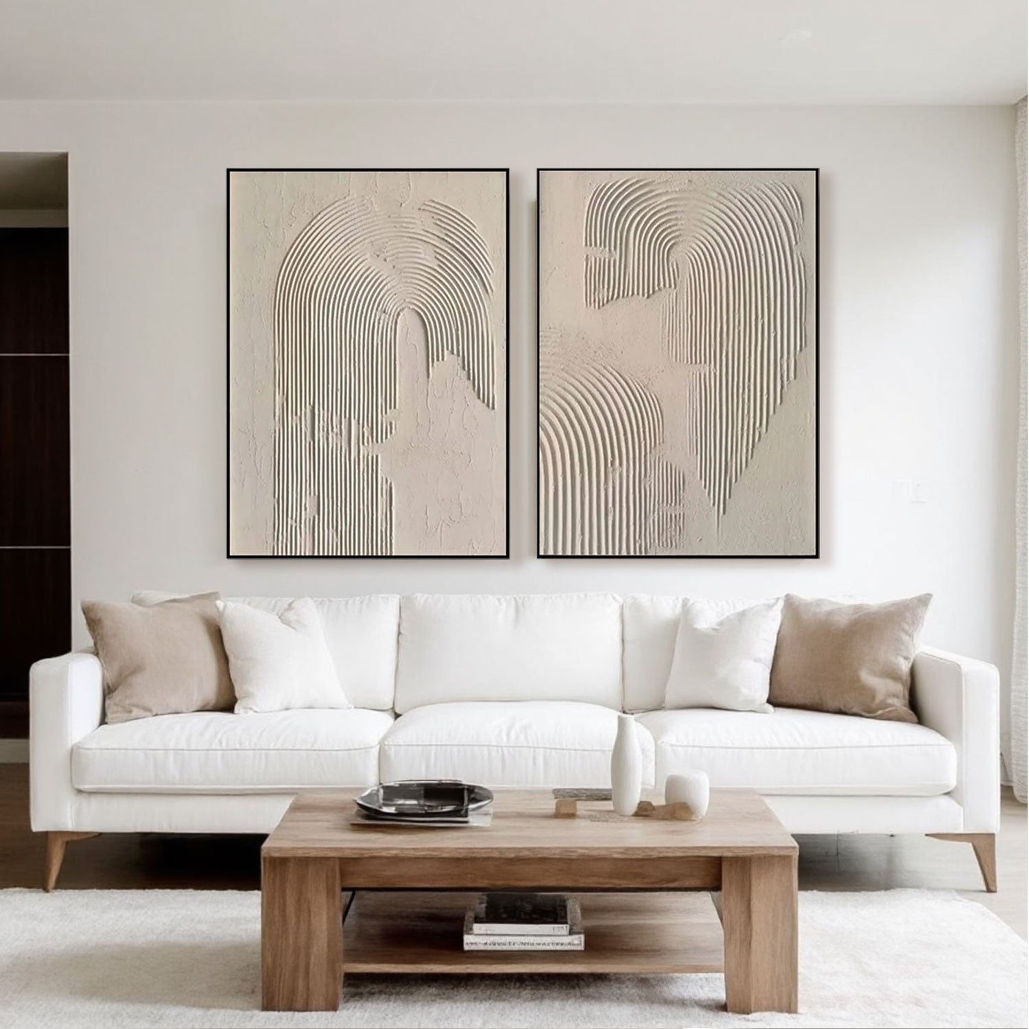 Beige & Brown Abstract Set of 2 #BB069