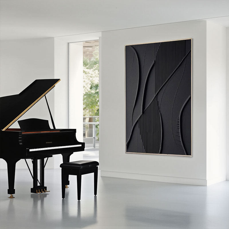 Black Minimalist Textured Painting #MZ138