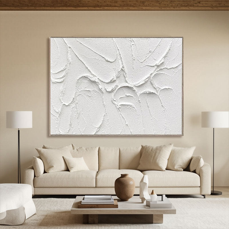 White Minimalist Textured Painting Canvas #MM196