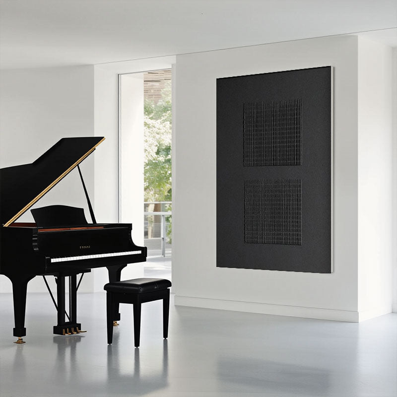 Black Minimalist Textured Painting Canvas #MZ012