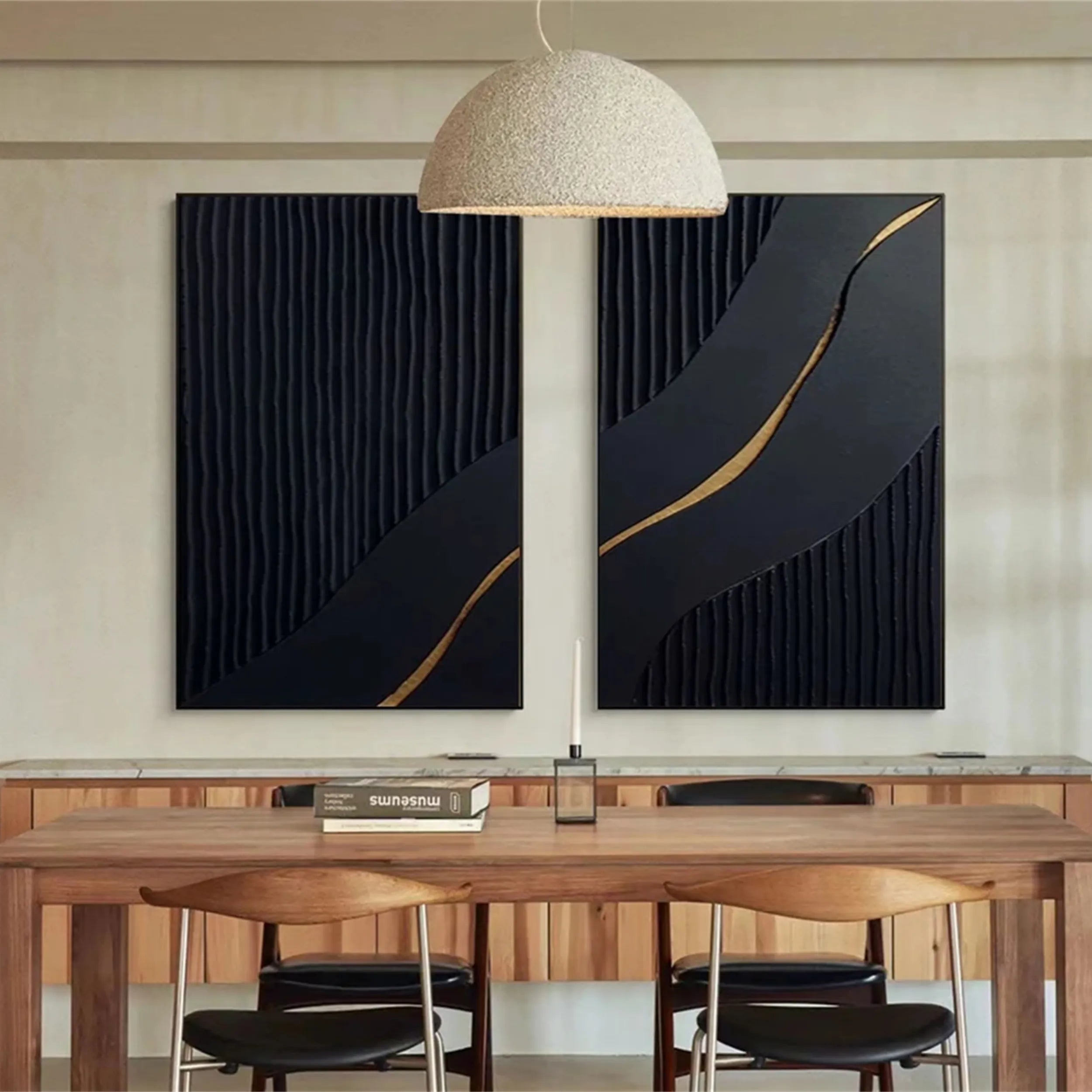 Black Gold Minimalist Textured Painting #MZ082