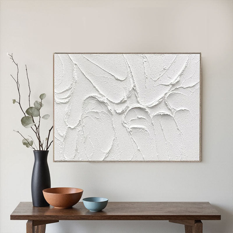 White Minimalist Textured Painting Canvas #MM196
