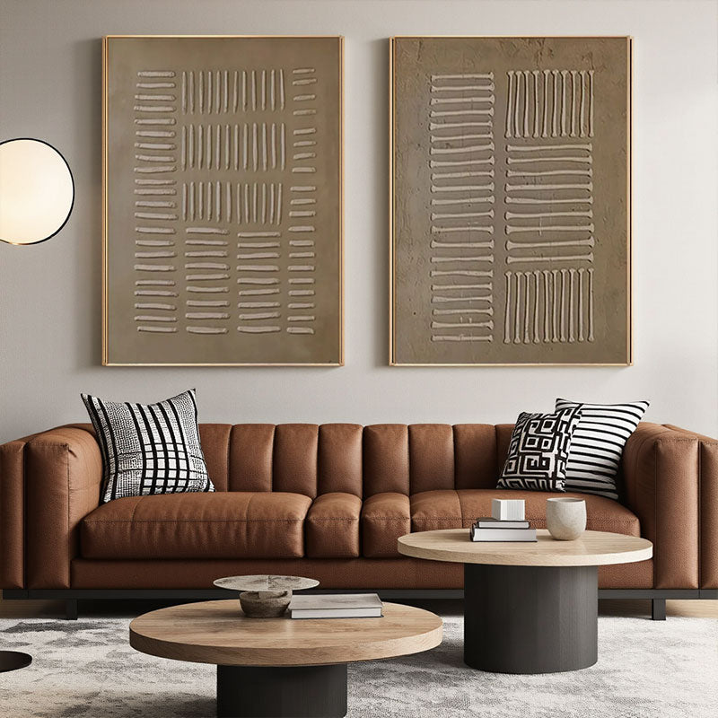 Beige & Brown Abstract Set of 2 #BB153