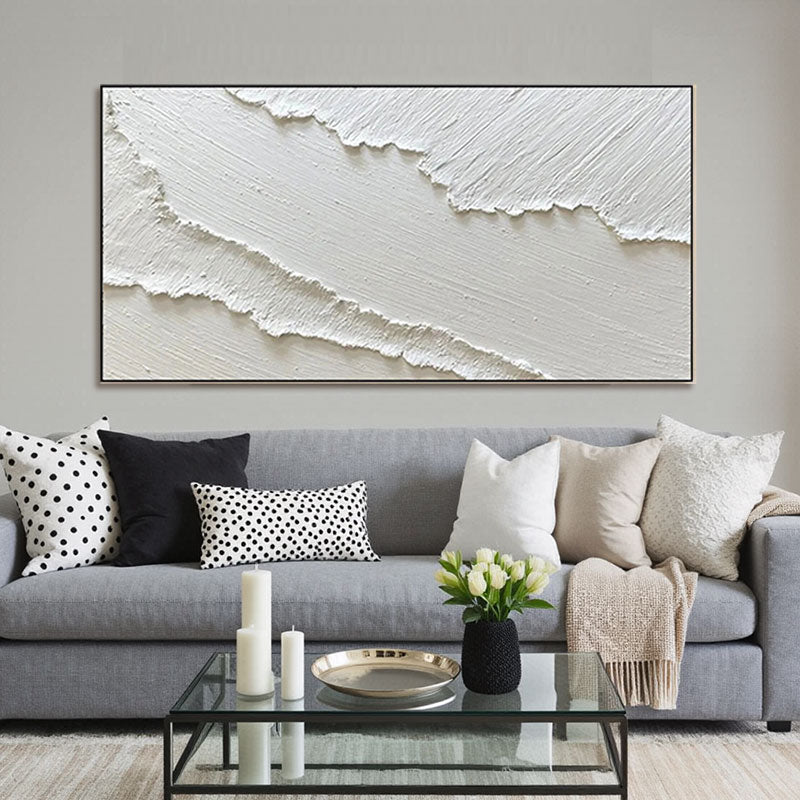 White Minimalist Textured Painting Canvas #MM193