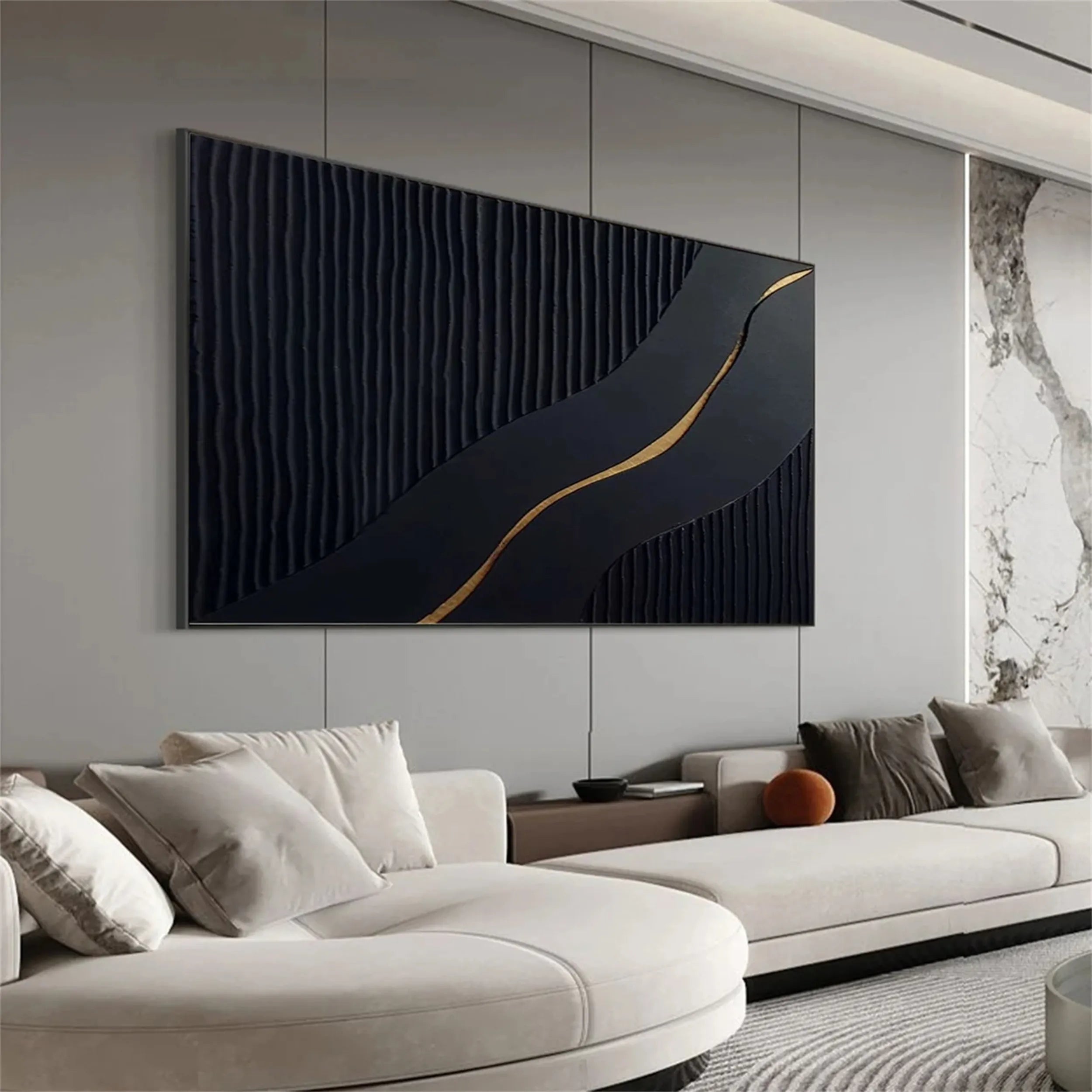 Black Gold Minimalist Textured Painting #MZ082