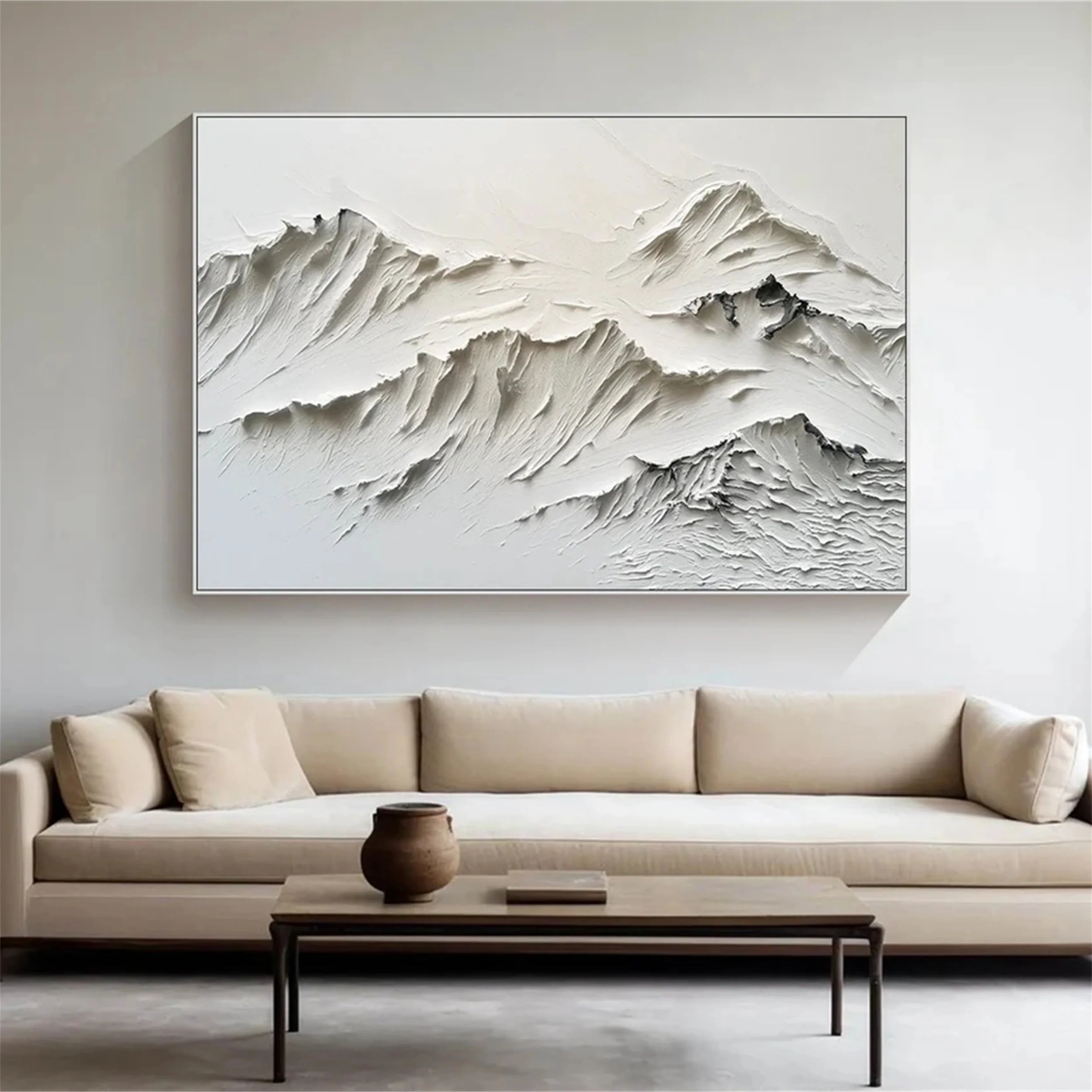White Minimalist Textured Painting Canvas #MM158