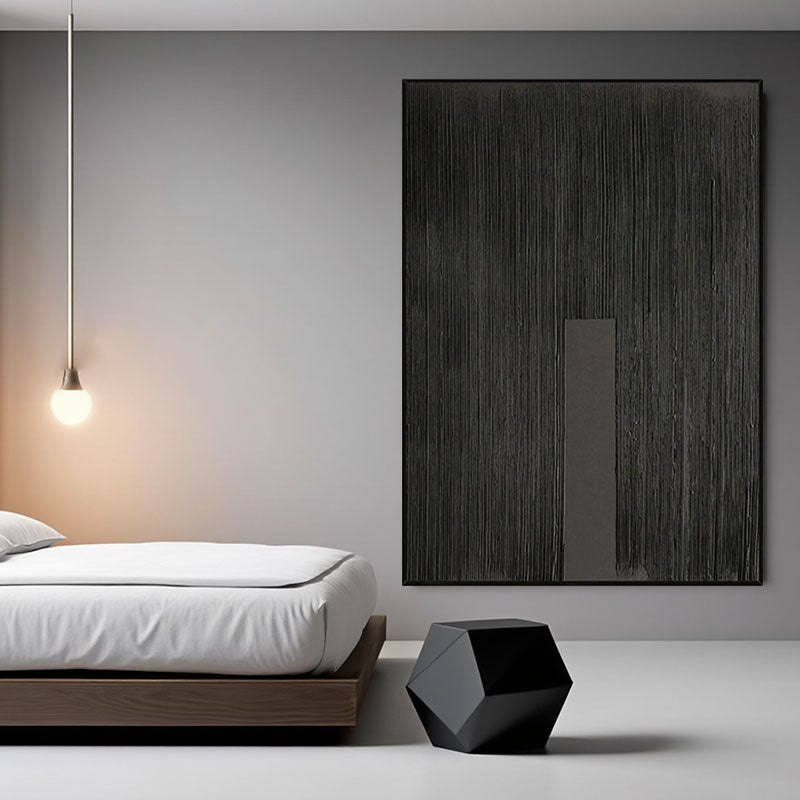Black Minimalist Textured Painting Canvas #MZ025