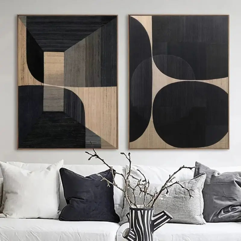Black Minimalist Textured Wall Art #MZ010
