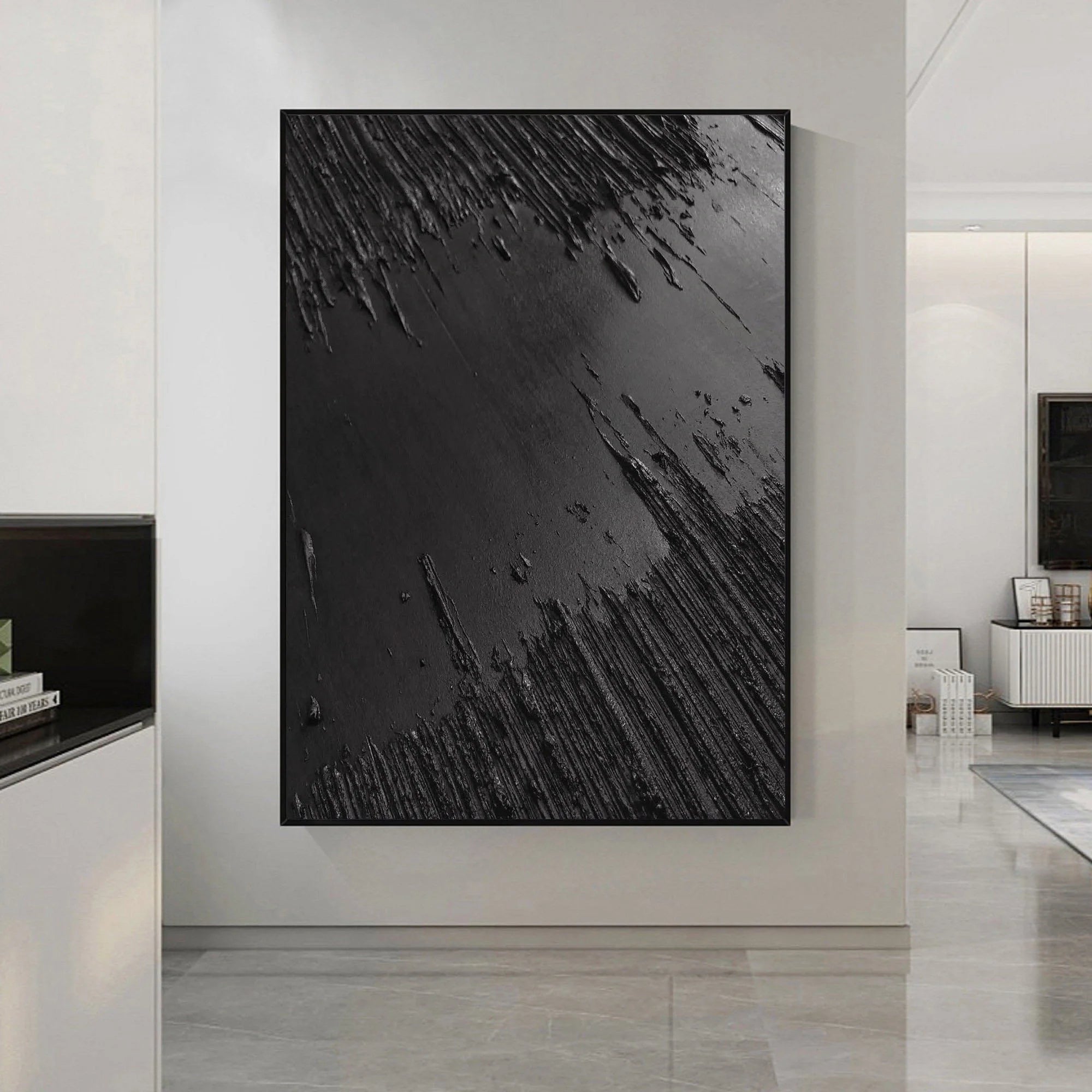 Black White Textured Minimalist Wall Art #MZ047