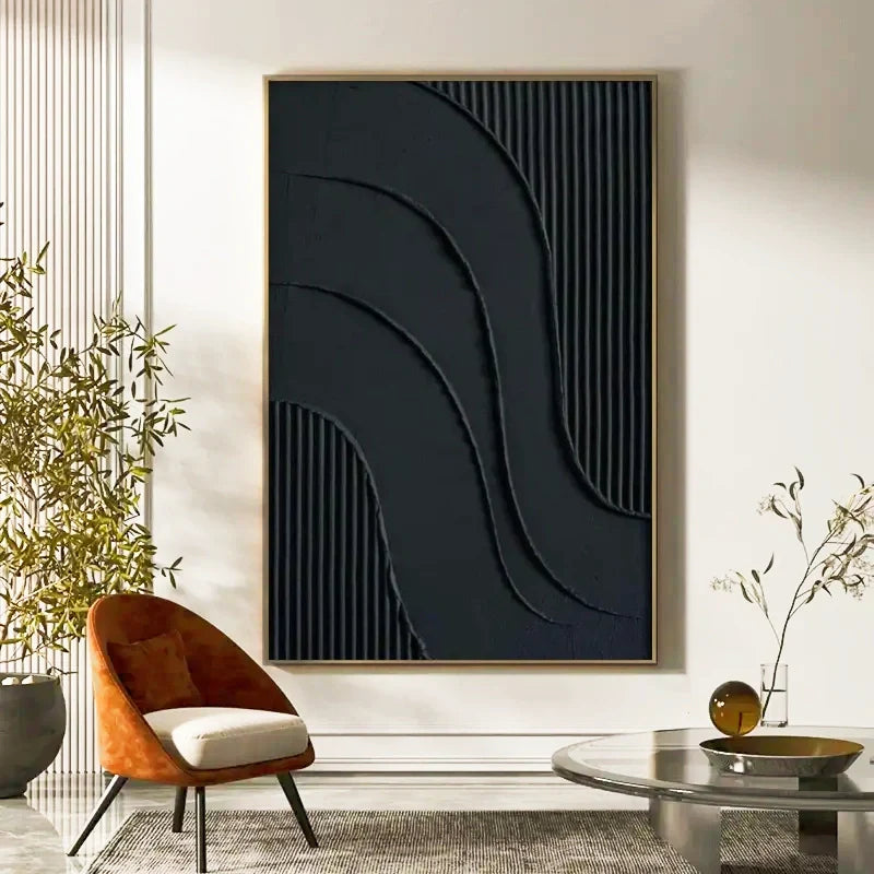 Black Minimalist Textured Painting #MZ014