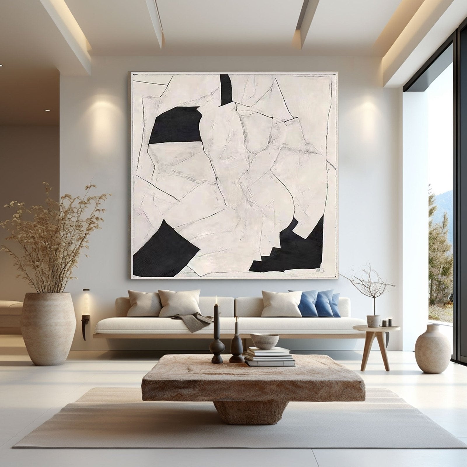 Abstract Painting "Embrace in Monochrome"