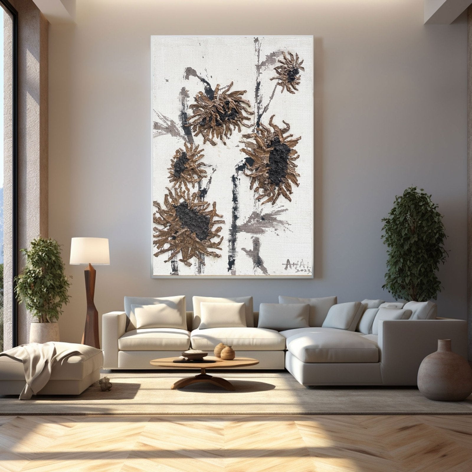 Abstract Painting "Zimowe Sloneczniki”