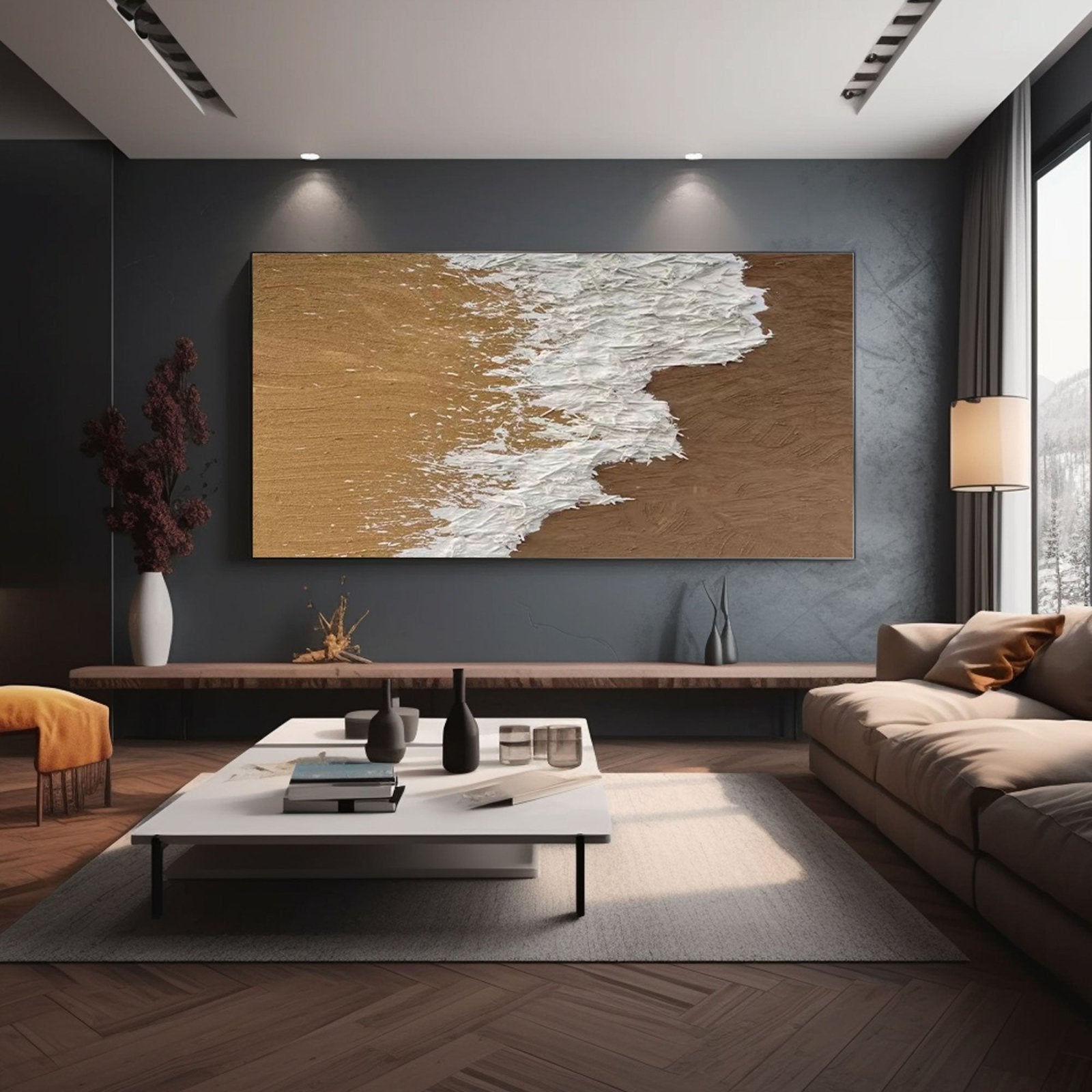Abstract Plaster Wall Art "Sandy Surge"
