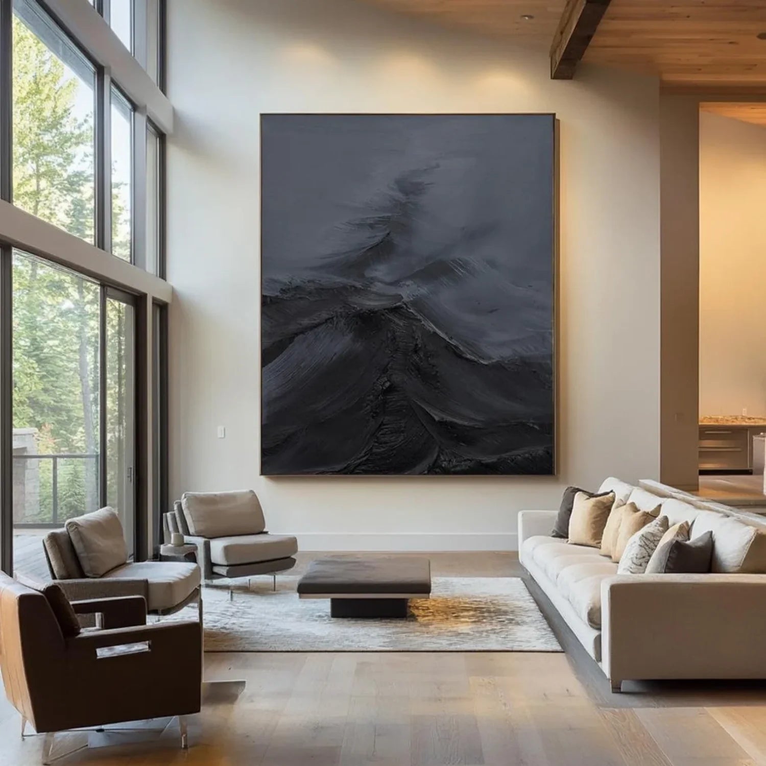 Black Minimalist Textured Painting #MZ143