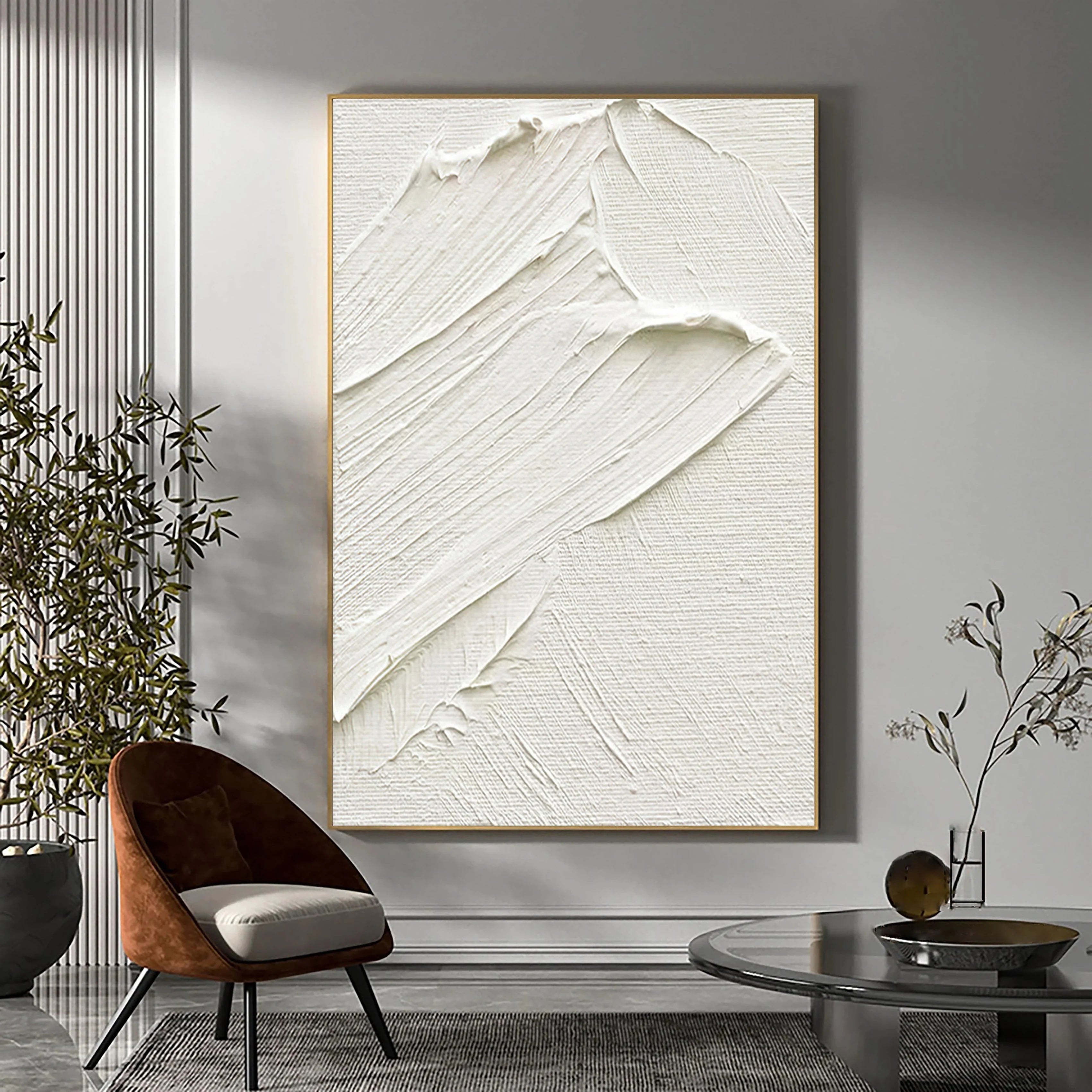 Black Minimalist Textured Painting Canvas #MZ012