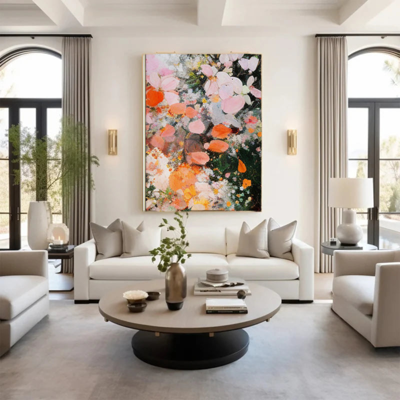 Plaster Painting "Fleurs en Éclosion"