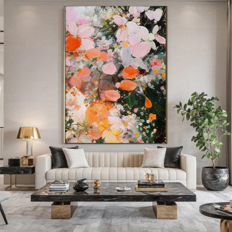 Plaster Painting "Fleurs en Éclosion"