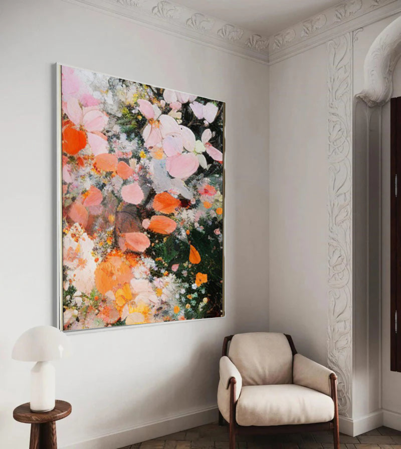 Plaster Painting "Fleurs en Éclosion"