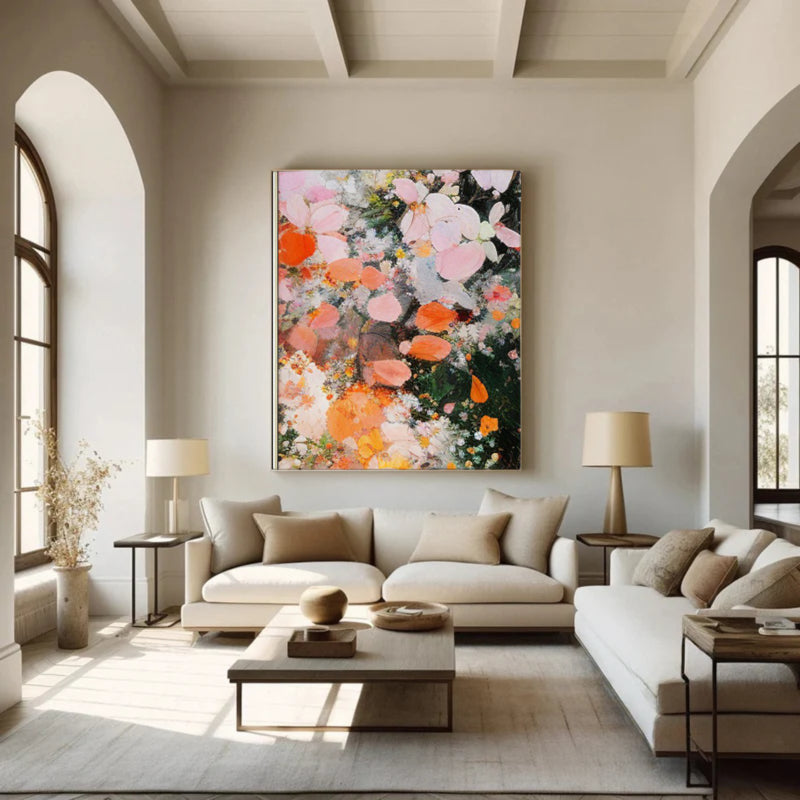Plaster Painting "Fleurs en Éclosion"