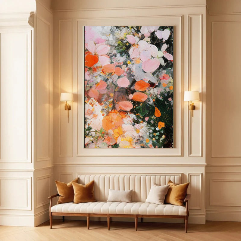 Plaster Painting "Fleurs en Éclosion"