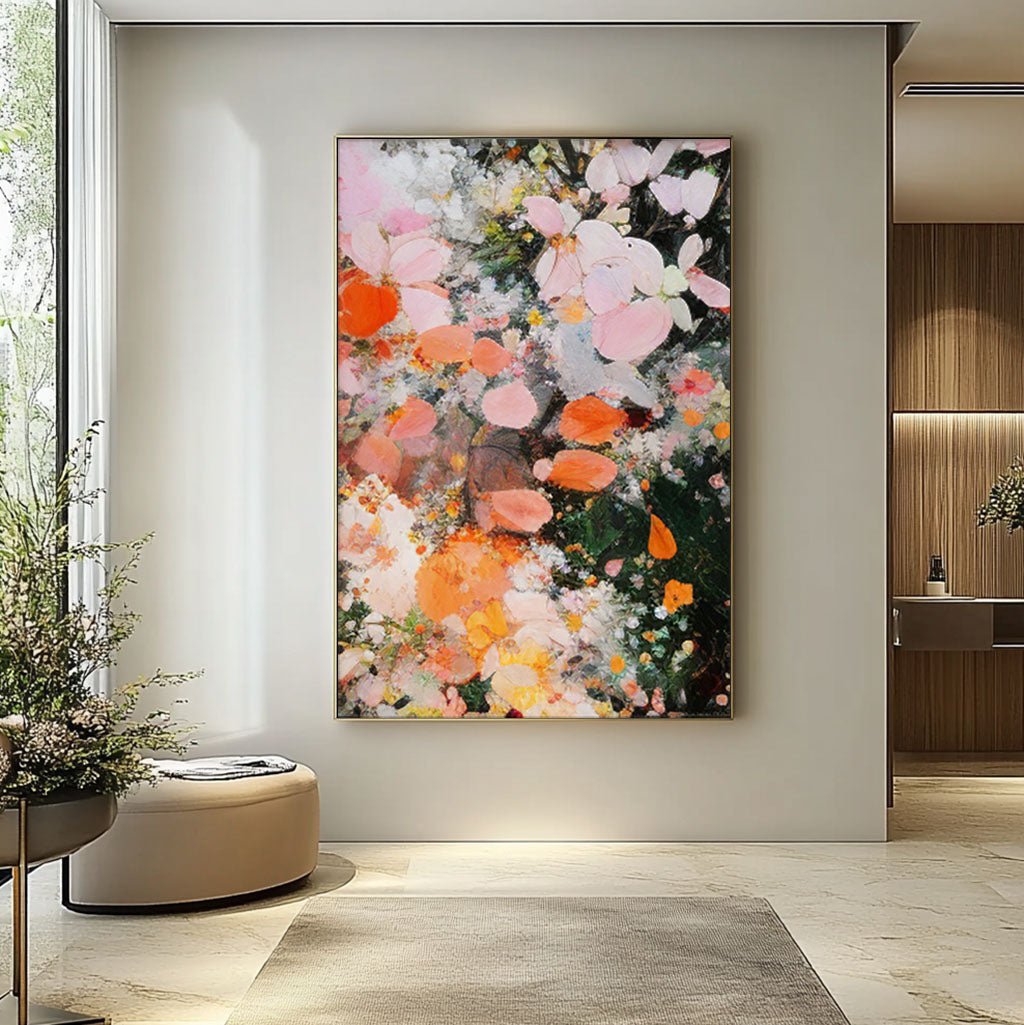 Plaster Painting "Fleurs en Éclosion"