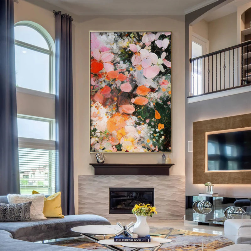 Plaster Painting "Fleurs en Éclosion"