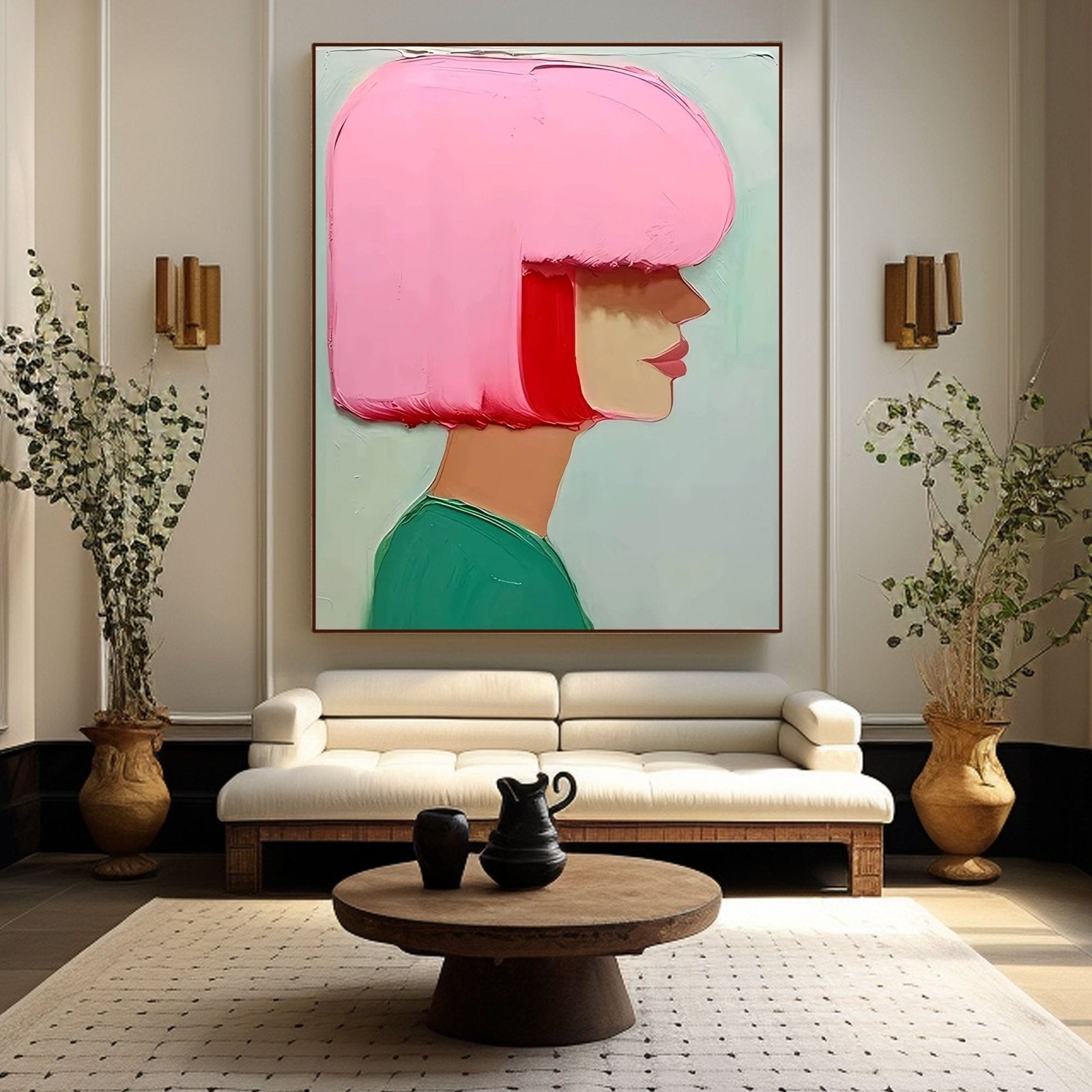 Textured Painting "Rosy Contemplation"