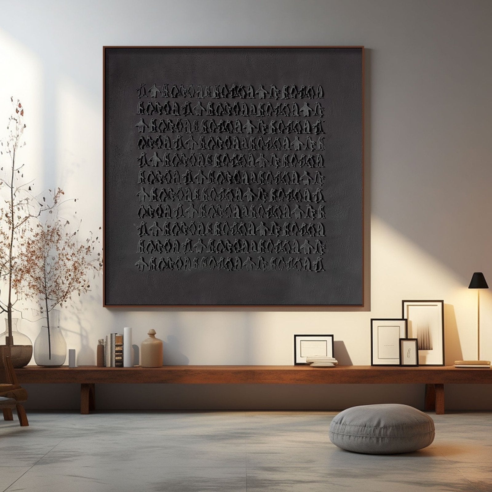 Wabi Sabi Painting "Zwarte Pinguïns”
