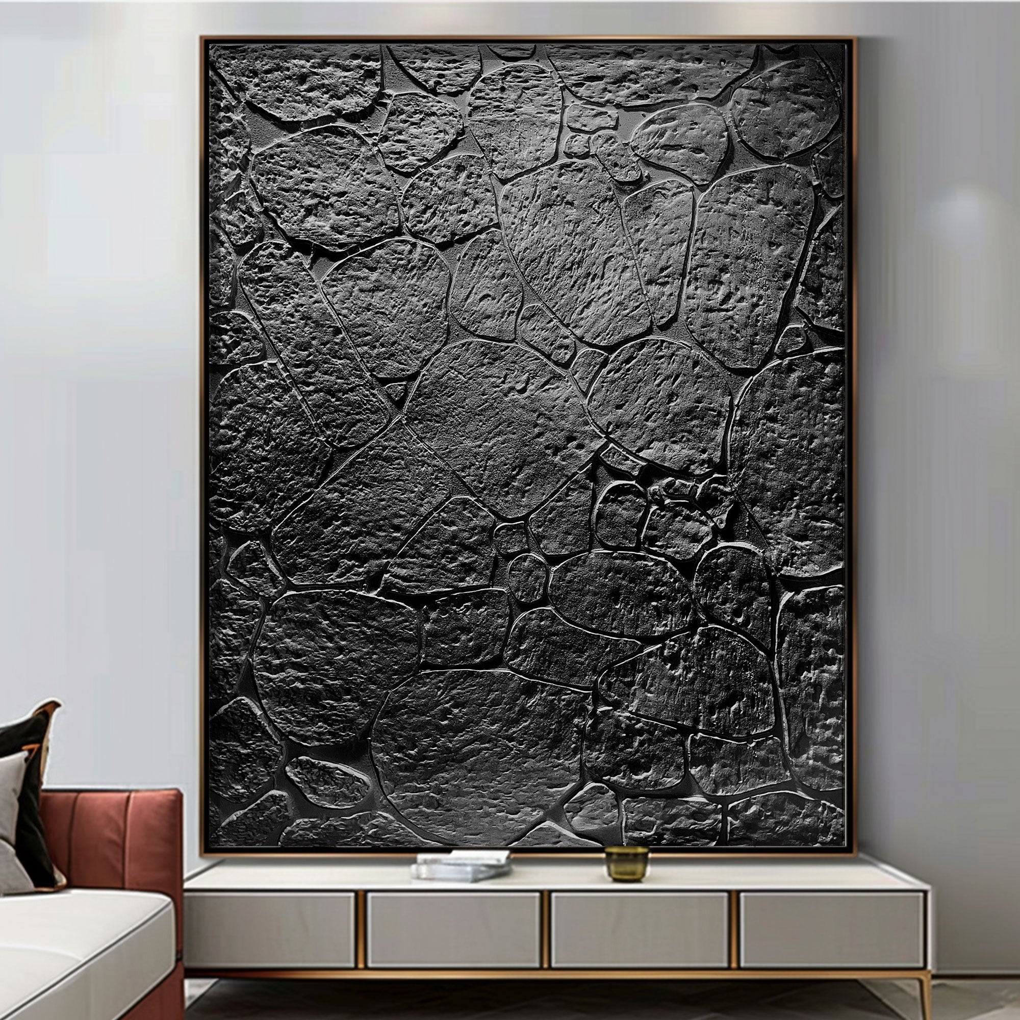 Wabi Sabi Painting "Zwarte Steen“