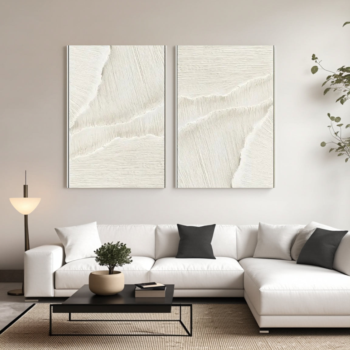 Plaster Art Minimalist Textured Paintings Set of 2 #MM057