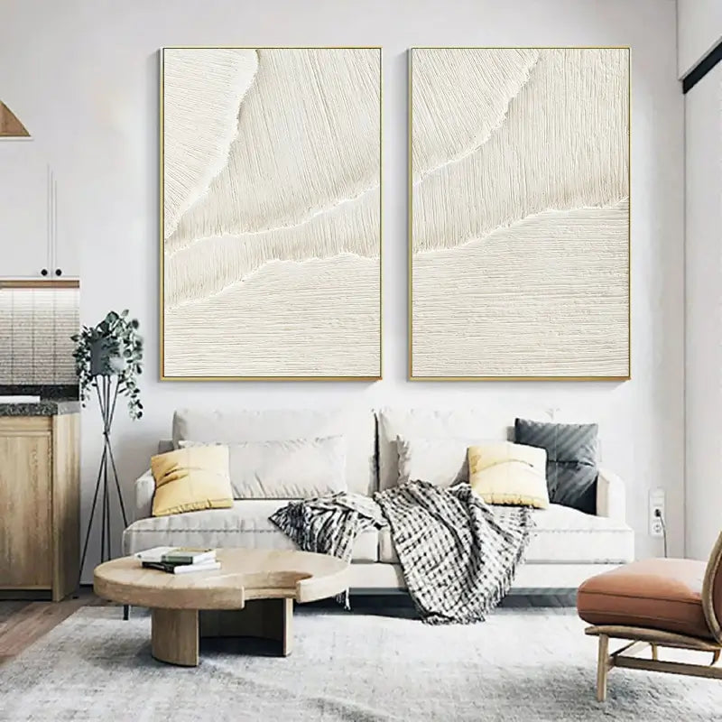 Plaster Art Minimalist Textured Paintings Set of 2 #MM056